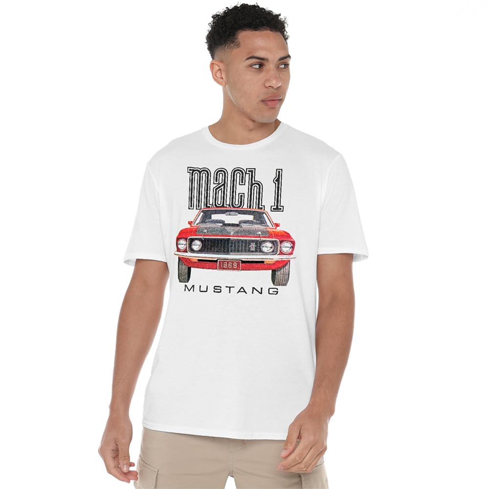 Ford Mustang 69 Mach 1 Unisex T Shirt, White, Medium