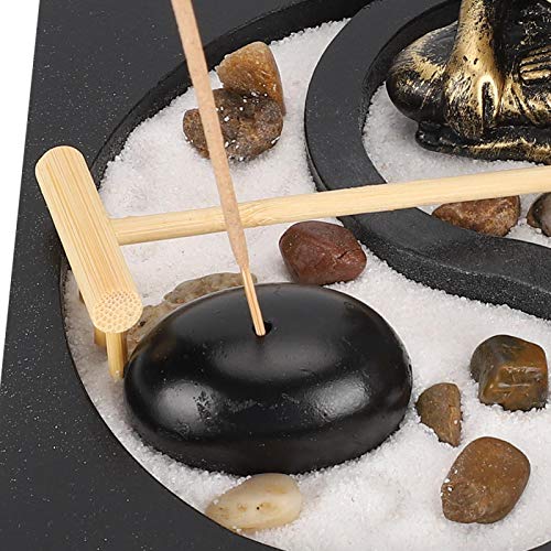FOKH Bandeja de areia Buda de resina, decoração Zen exclusiva, para meditação, sala de estar, escrit