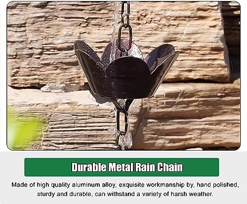 Decorative Rain Chains Waterfall, Rain Catcher Chain Copper, 2.4m/2.6m/2.8m/3.2m Aluminum Rain Chains for Gutters, Outside Water Diverter Rain Guide Chain for Patio Porch (3.2m/9.8 ft)