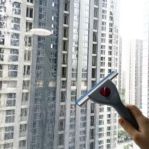 Image of Window Glass Cleaning Squeegee Rubber Scraper for Car Home Bathroom Cleaning (6IN /15CM, Blue)