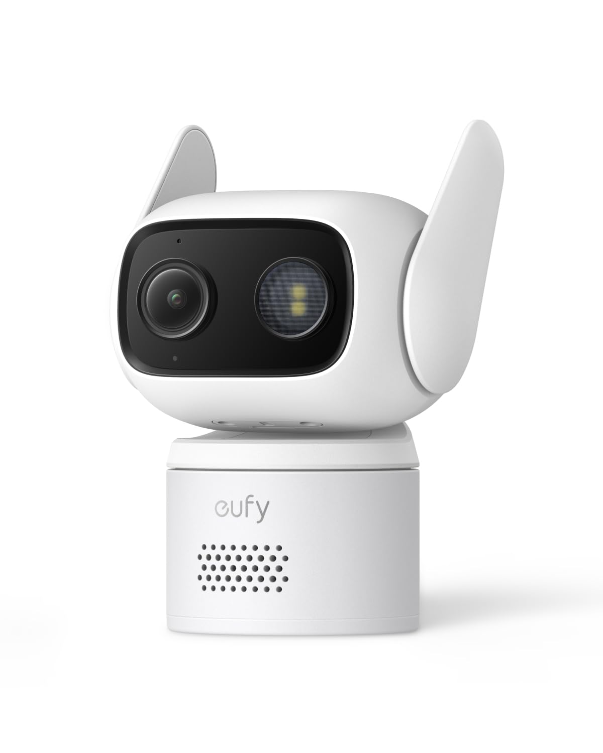 eufy C31 Cam 360° Pan/Tilt per Interni/Esterni, doppia antenna, visione notturna a colori. Registrazione 24/7 su memoria locale, nessun costo mensile. Rilevamento AI per persone/veicoli/animali/pianto