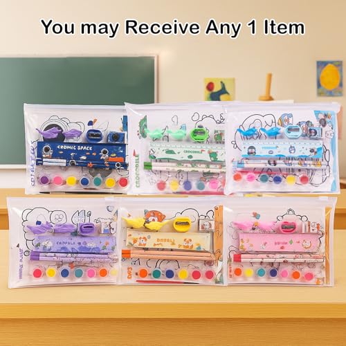 Image of WISHKEY 48 Painting Cards Book Stationery Kit for Kids Pack of 1 Coloring Sheets 6 Watercolors 1 Brush 2 Pencils 1 Ruler 1 Sharpener 1 Eraser Creative Return Gift for Birthday Boys Girls Age 3+