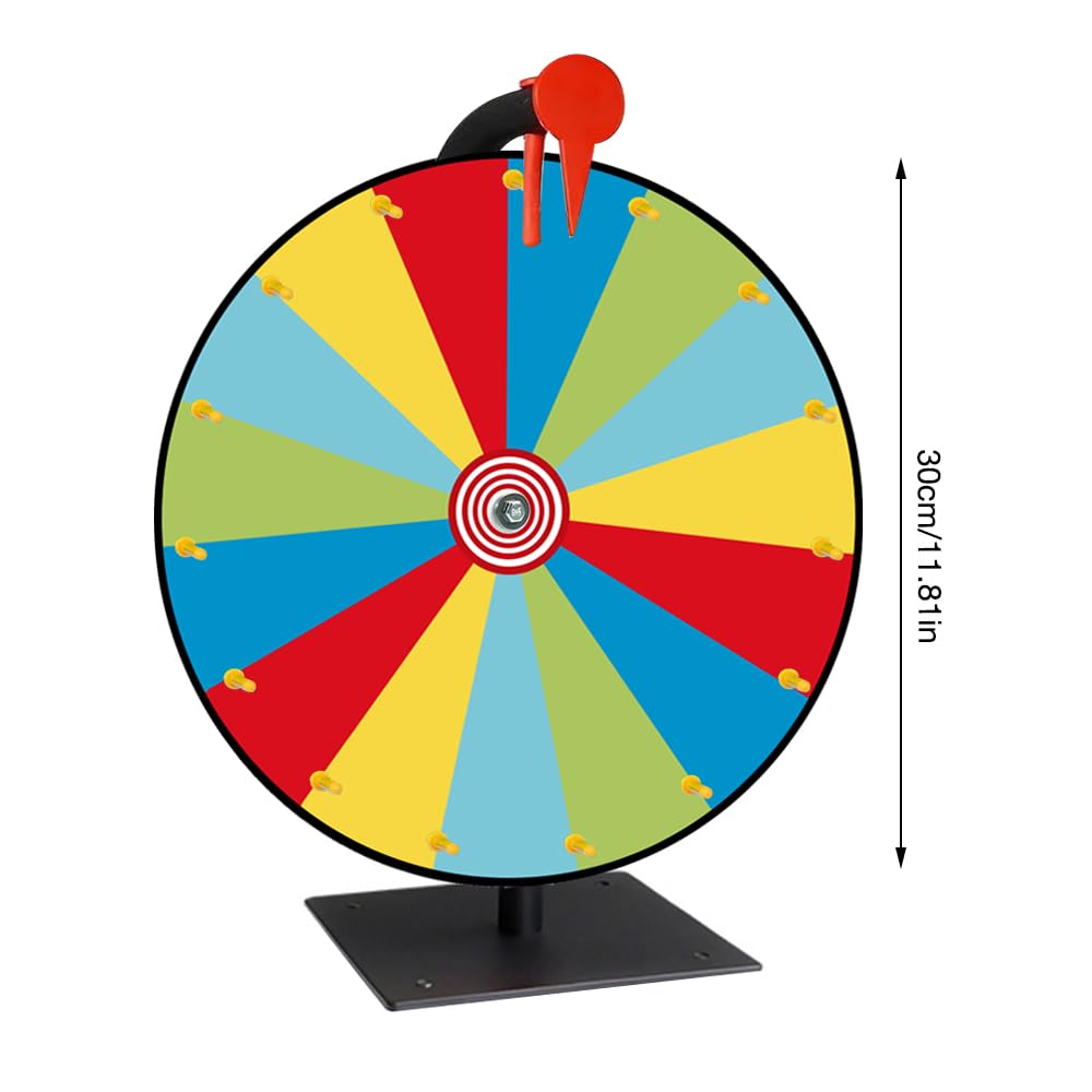 Glücksrad, 30cm Glücksrad zum Drehen, 15 Gitter Glücksrad zum Selbstgestalten, Glücksrad mit Radiergummi und Markierstift, Preisrad Spielzeug, Drehrad Glücksrad für Wortspiele, Karneval Party