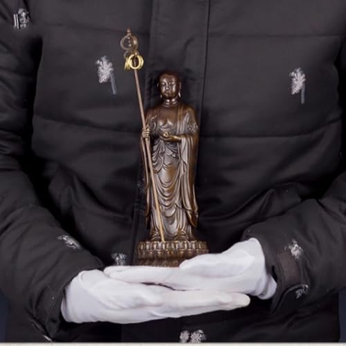 Dytartzx Traditional Chinese Buddha Statue, Brass Guanyin Bodhisattva, Lotus Base Decorative Ornament (Coffee brown22cm)