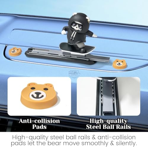 Image of Car Dashboard Decorative Figurines Set with Hanging Accessories, Mini Cartoon Dashboard Showpiece (Panda Car Dashboard Toy)