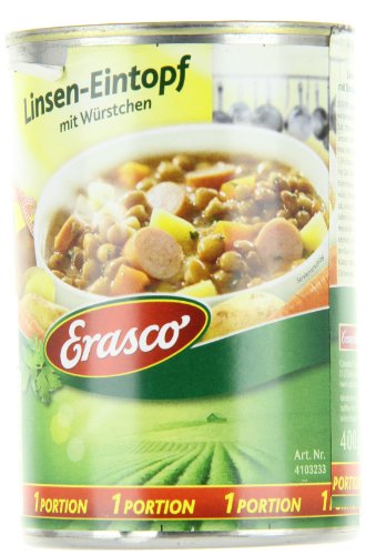 Erasco Linsen-Eintopf mit Würstchen (1 x 400g), In nur 5 Minuten fertig – Ausgewähltes Gemüse – Einfach köstlich - Ohne Schnickschnack (Packung mit 2) – Bild 4