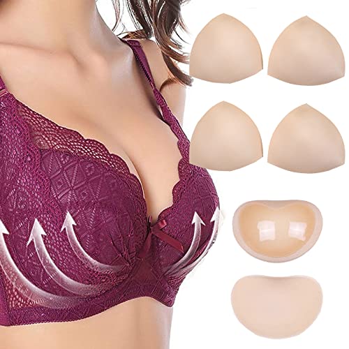 AOMiGT BH Einlagen, 3 Paar Bikinis Unterwäsche Einsätze Pads, Bra Pads, BH Insert Pads, Abnehmbarer Sport Push-up Pad, Bikinis Pad, Silikon-Brustformen falsche Brüste, für Badeanzug und Bikini Cover