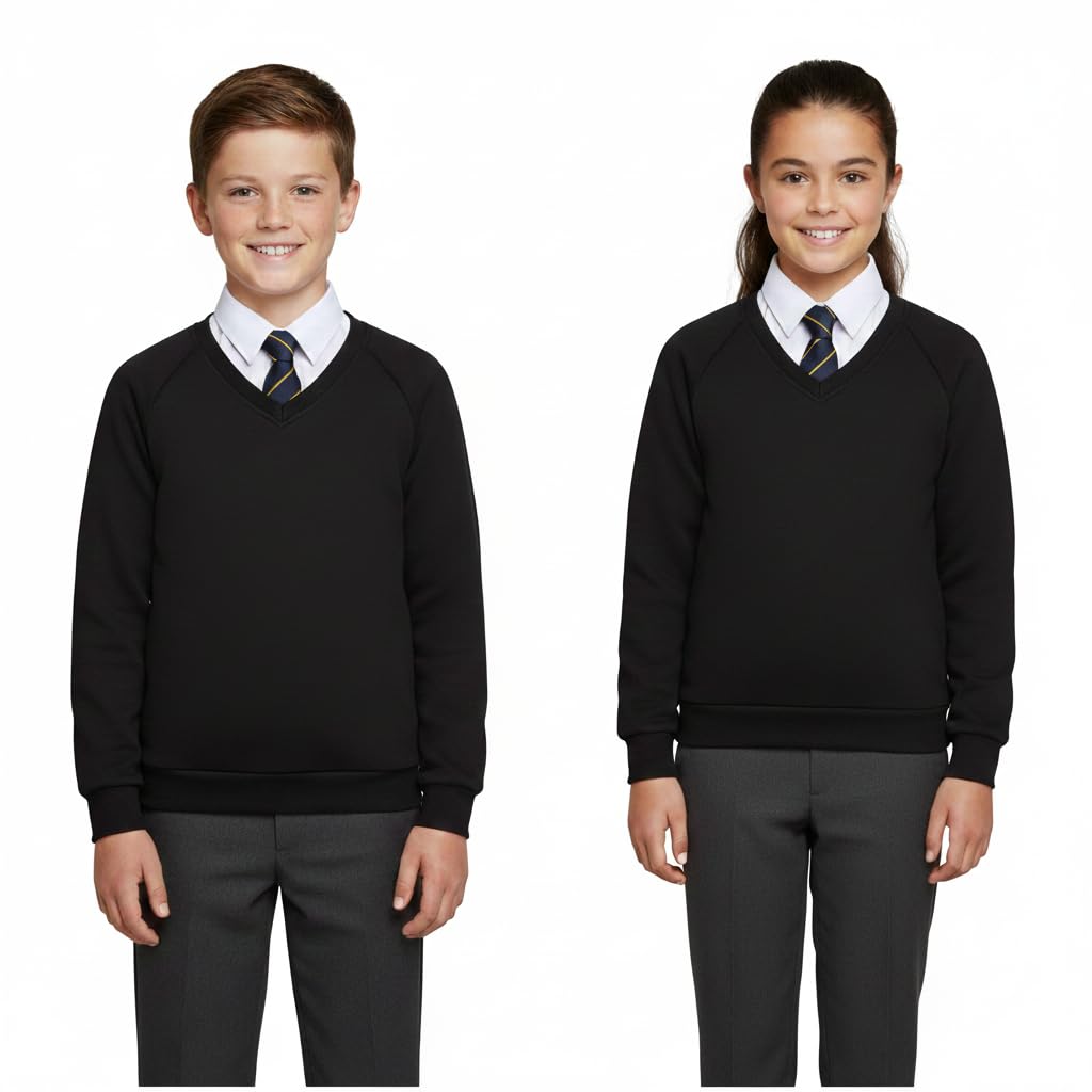 Girls Boys Unisex Club Scouts School Uniform Single & Pack of 2 V Neck Jumper Cardi Sweatshirt Age 3 4 5 6 7 8 9 10 11 12 13-14 14 Years