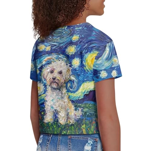 Image of Kids T Shirt Short Sleeve Crop Tops for Girls Summer Clothes Pullover Tees Shirt 5-14