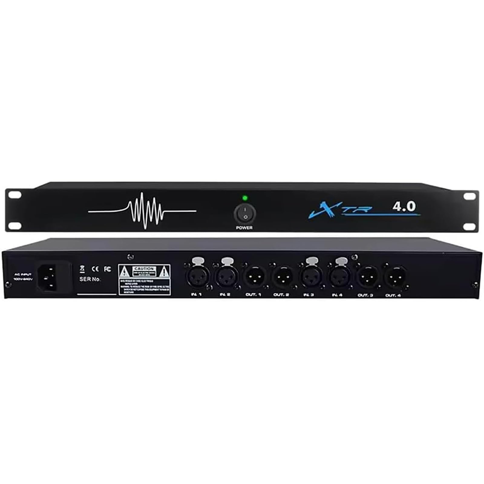 Professioneller Feedback-Unterdrücker, Audioprozessor, Mikrofon-Rückkopplungs-Frequenzwandler, digitale Rückkopplungsunterdrückung Stufe 5, for Bühne, KTV, Bar und Party(4 in 4 out)