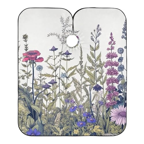 Hezely Garden Flowers Hair Dye Cape, Barber Cape for Adults,Waterproof Salon Cape,Waterproof Hairdressing Styling Hair Cutting, 65