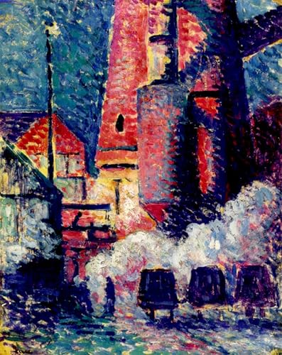 Tableau sur toile premium Les hauts fourneaux de Maximilien Luce affiche 60x90