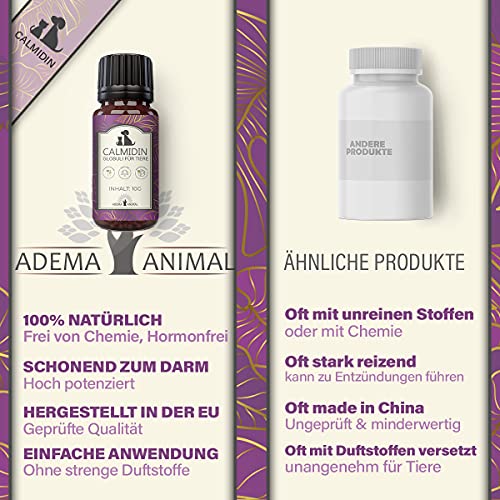 Adema Animal® - Calmidin Globuli zur Beruhigung für Tiere - Relax Globuli mit Baldrian gegen Stress und Angst/innere Unruhe - natürlich sanftes Beruhigungsmittel für Hund und Katze - 10g Inhalt