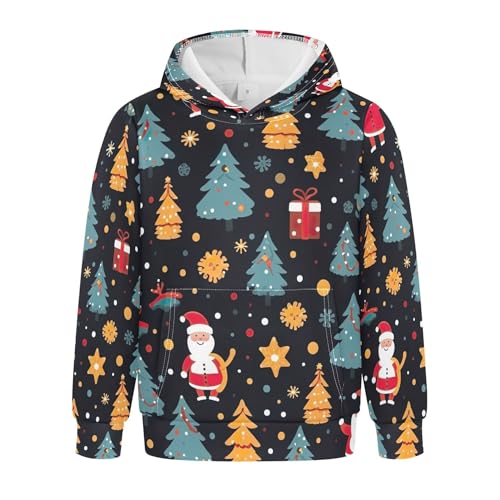 Kids Hoodies Sweaters Christmas Xmas Santa Claus Hooded Sweatshirts with Big Pockets for Boys Girls B0400358
