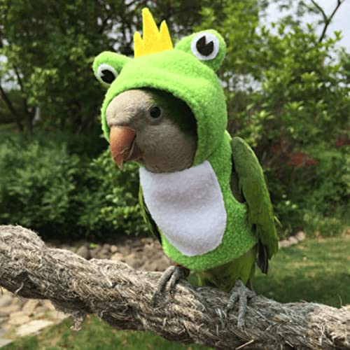 Image of Bird Costume Diaper Flight Suit Frog Shape Hoodie Clothes Cosplay Photo Prop for Parrots Parakeet Cockatiel Sun Conure, Small Animals Apparel (Green Without Diaper, Large), (BPF1)