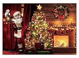 Allenjoy Christmas Photography Backdrop Santa Claus Winter Xmas Tree Fireplace Background Vintage Holiday Photobooth Portrait Party Banner Festival Photo Studio Mini Session Props Supplies 7x5ft
