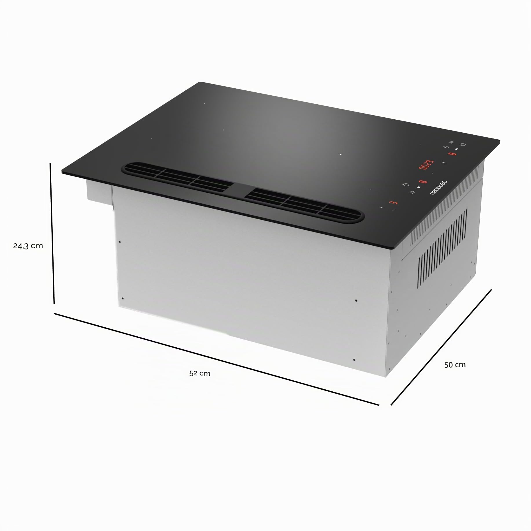 Cecotec Plaque à Induction Compacte avec Hotte Intégrée 40 cm Bolero Squad IH 2200 FullFlex ShieldGlass. 3500 W, 9 Niveaux, Booster, Kidlock, Aspiration 500 m³/h avec 4 Vitesses, Touch Control