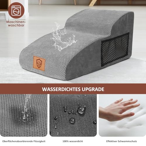 Zvonema Hundetreppe, rutschfeste Haustiertreppe, Hundetreppe für Kleine Hunde und Katzen, Hunderampe aus Schaumstoff, Waschbar Katzentreppe, Tragbare Hunderampe für Bett, Couch und Auto