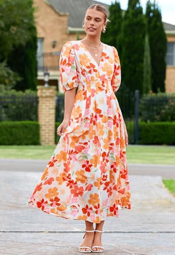 Image of Maxigerui Women's Summer Floral Maxi Dress Spring Wedding Guest Dress 2026 Fun Floral L