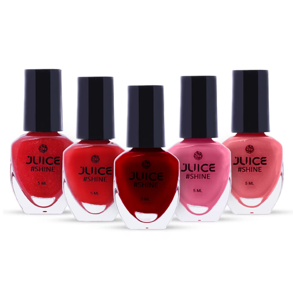 JUICE #Shine Passion Reds, High Gloss, Chip Resistant, Gel Effect, Upto 80% More Pigmented For Intense Colour, Glossy Finish Nail Polish Combo 5 In 1, 1 Ml-image-27