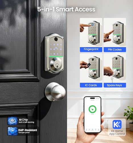 Veise VE017-K Fingerprint Smart Lock with 2 Knobs, App Control, Keyless Entry Front Door L - image 3