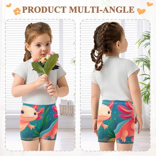 Joisal Girls' Biker Shorts Toddler Cotton Shorts for Under Skirts Watercolor Axolotl Underwater Baby Summer 4t3