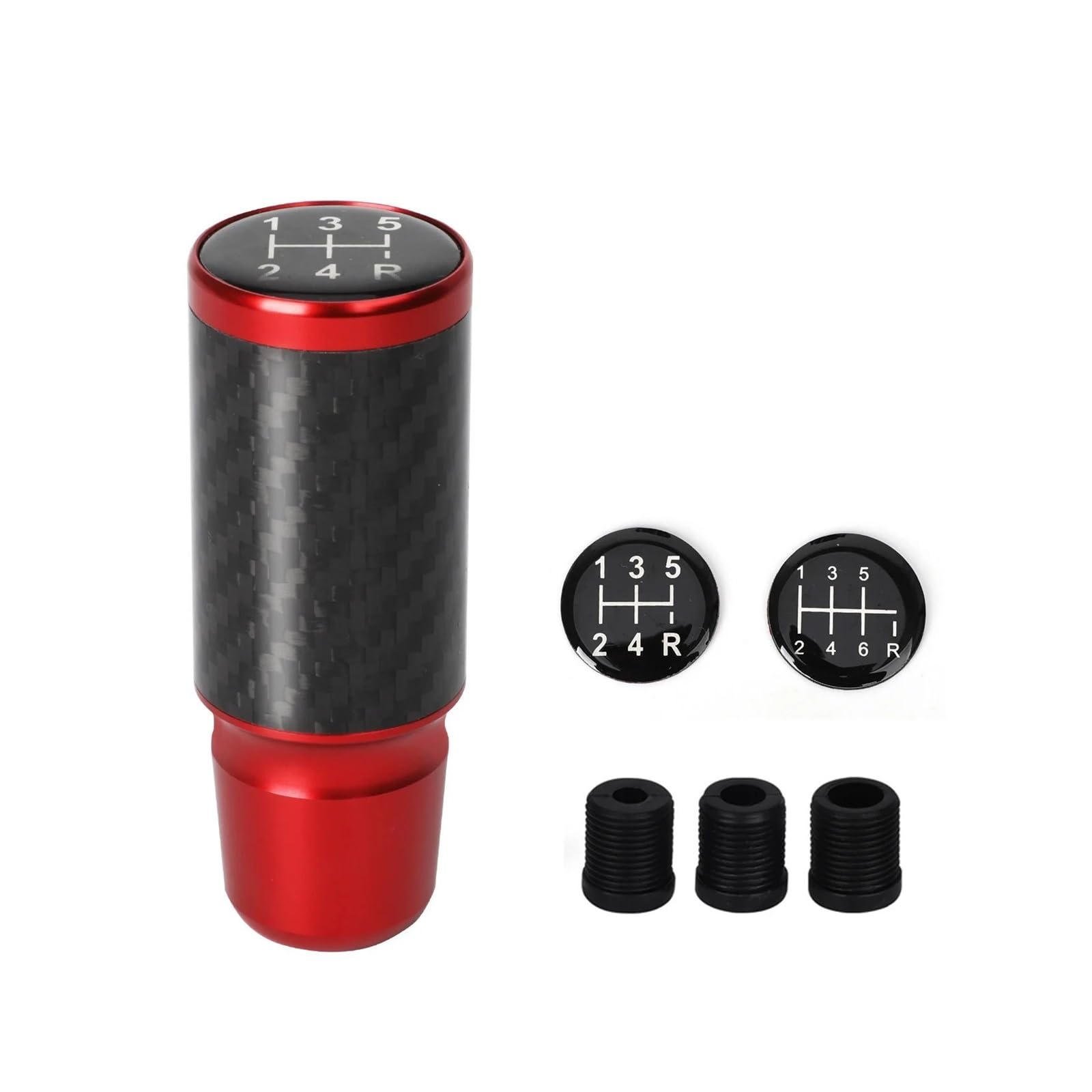 DAJMSUY 5/6 Speed Real Carbon Car Gear Shift Knob Aluminium Universal M8 M10 M12 for Manual Transmission Level Lever Car Gear Shift(Red)