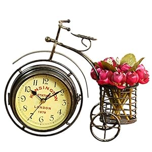 Desk Clock Vintage Table Clock Desktop Farmhouse Tabletop Metal Clock for Office Bedroom Silent Quartz Decor Double Sided