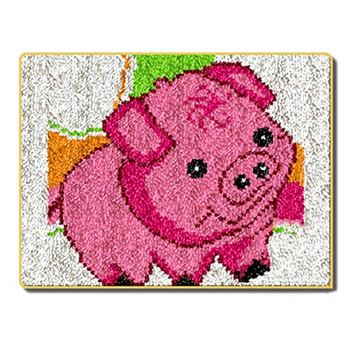 ZUSFUL Kit de Alfombra de Bordado Kits de Alfombras con Gancho de Pestillo Alfombrilla Lanuda Regalo del Festival para Niños y Adultos,E,52×38cm Cover