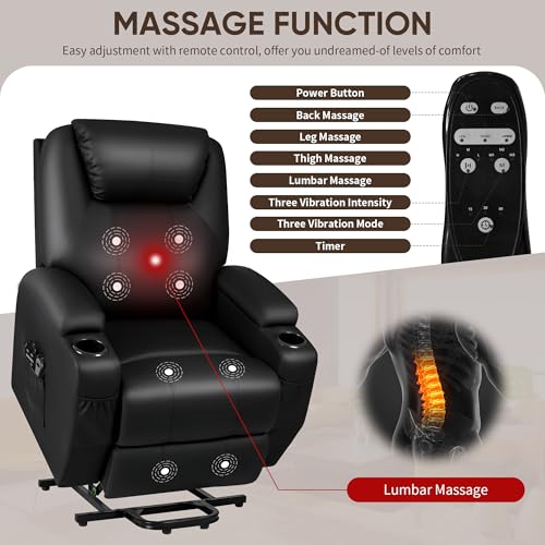 image for JUMMICO Power Lift Recliner Chair with Massage for Elderly PU Leather 