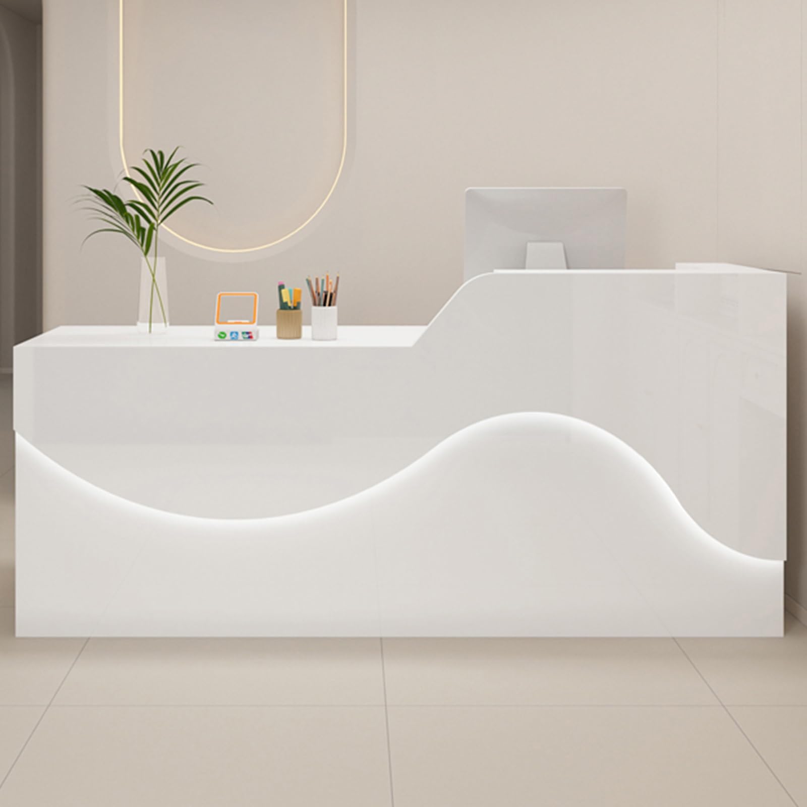 Nowoczesne biurko LED z zamykaną szufladą do domowego biura, stylowe meble do pracy dla produktywności, elegancki design do współczesnych przestrzeni roboczych
