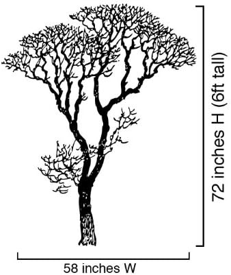 Miniatura 4 de Adhesivo decorativo para pared, diseño de ramas de árbol desnudo, negro, 6 pies de alto (72 pulgadas de alto x 58 pulgadas de ancho). Fácil de