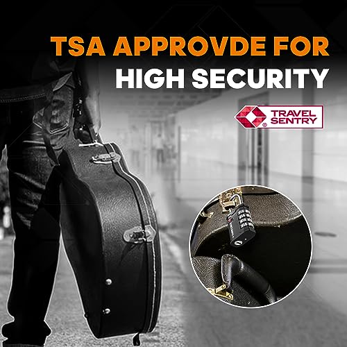 SURE LOCK TSA Accepted Heavy Duty Big Combination Luggage Padlock for Gun Cases, Transporting Equipment Cases in Trade Show, Music and Medical Industries (1, Black)4
