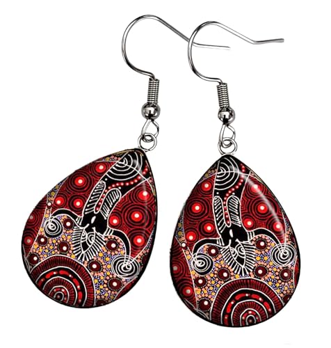 Boucles d'oreilles gouttes art Aborigène Australie cadeau spirit bijou cadeau femme