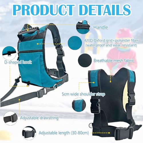 Snowboard Trainingsharnisch für Kinder,Anfänger Ski Trainingsrucksack Skateboarding Skifahren Eislaufen Training Geschirr,Ski und Snowboardgurt für Kinder mit Mini Rucksack und Einstellbarer Kordelzug