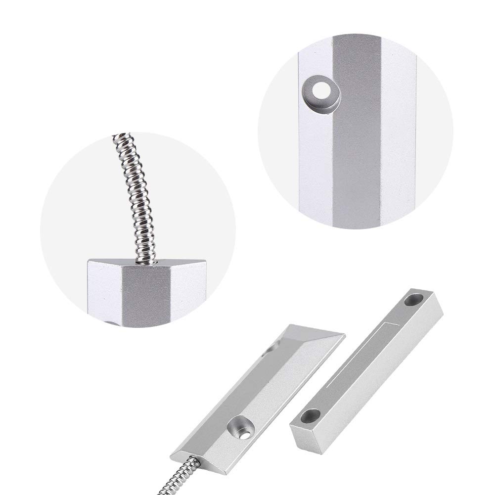 Nikou Interruptor de Sensor magnético - Interruptor de Detector de Sensor con Cable de Contacto magnético de Ventana de Puerta for Seguridad de Alarma de Garaje en el hogar