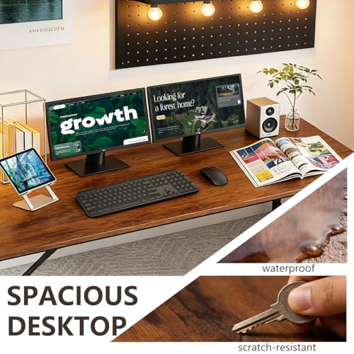 Image of BestOffice Computer Desk,Home Office Desk, Modern Simple Style for Home Office Study Writing (Brown, 55 Inch)