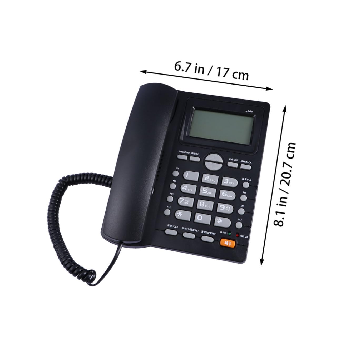 HEMOTON Telefono Fisso da Ufficio Business Nero in Plastica | Display Data e Settimana in Reale, Memoria Musicale Integrata, per Negozio e Ospedali