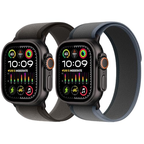 2 pulseras Trail Loop de nailon – Compatible con Apple Watch Ultra 2/Ultra pulsera 49 mm 46 mm 45 mm 44 mm, correas trenzadas textiles elásticas deportivas con iWatch Ultra 2, Ultra Series 10 SE/9/8/7
