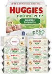 Huggies Sensitive Baby Wipes, Natural Care Baby Diaper Wipes, Unscented, Hypoallergenic, 99% Purified Water, 10 Flip-Top Packs (560 Wipes Total)