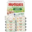 Huggies Natural Care Sensitive Baby Wipes, Unscented, Hypoallergenic, 99% Purified Water, 10 Flip-Top Packs (560 Wipes Total)