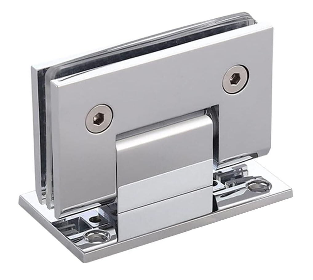 Glass Door Hinges,1pcs Heavy Duty 90 Degree Cupboard Showcase Cabinet Clamp Replacement Parts Wall-to-Glass(Chrome)