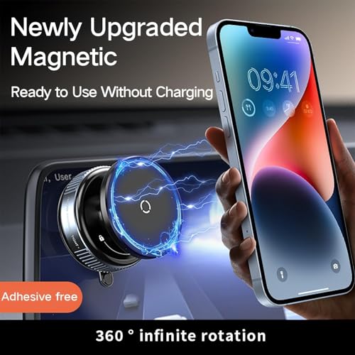 Image of 360 Magnetic Car Mobile Holder for Dashboard Vacuum Suction Phone Holder Mount Hand Free Magnetic Cell Phone Stand with Strong Grip Shockproof Suction Cup for Car,Office (Non-Extended)