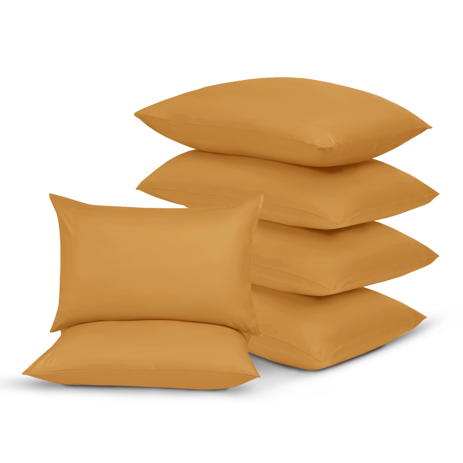 Yorkshire Bedding Ochre Pillow Cases 6 Pack 100% Soft Brushed Microfiber Pillowcases with Envelope Closure- Fade & Stain Resistant Housewife Pillow Case 50 X 75 Cm