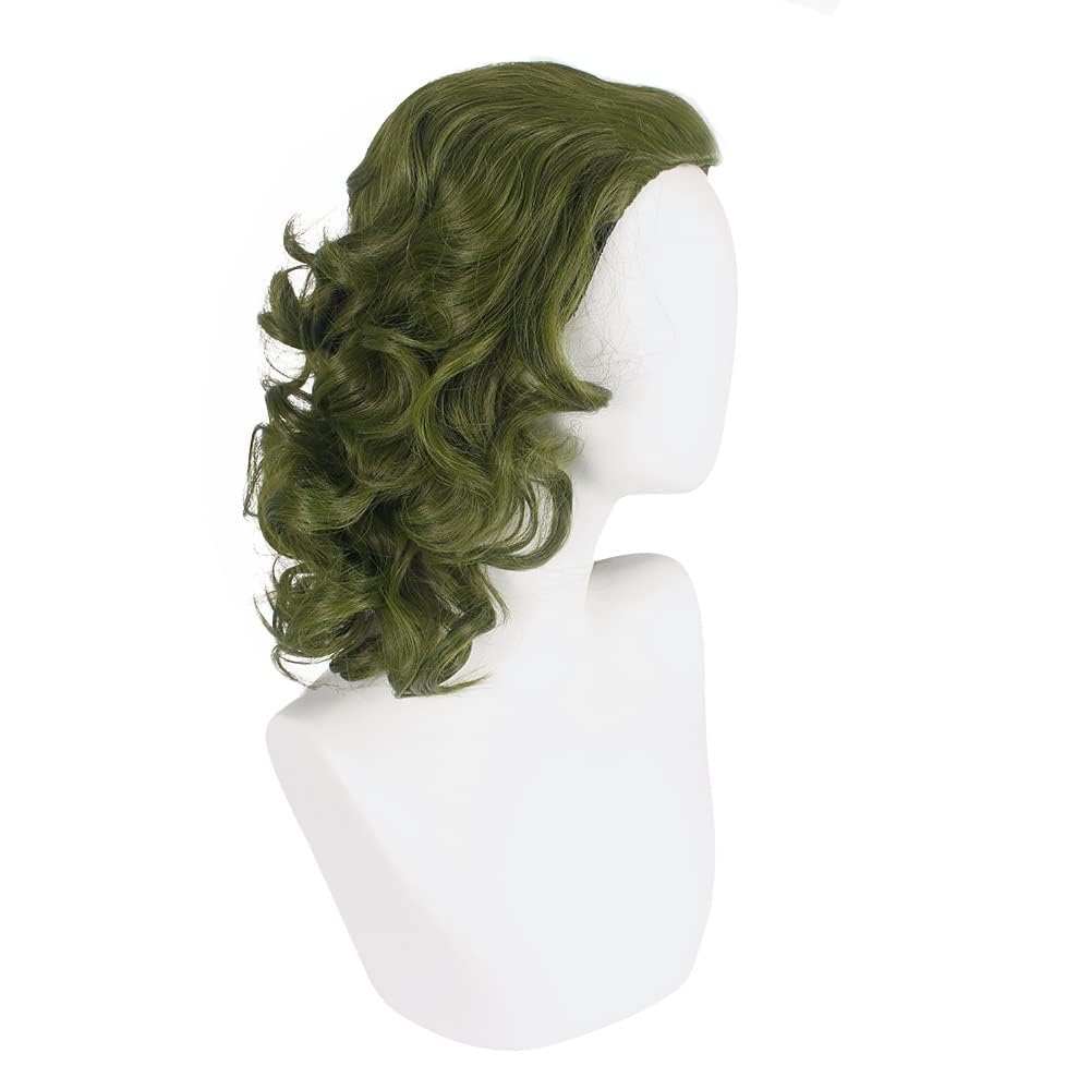 PORSMEER Cosplay Mens Green Fluffy Clown Joker 70s 80s Disco Short Curly Afro Wavy Heat Resistant Synthetic Halloween Cosplay Unisex Wig - Image 4