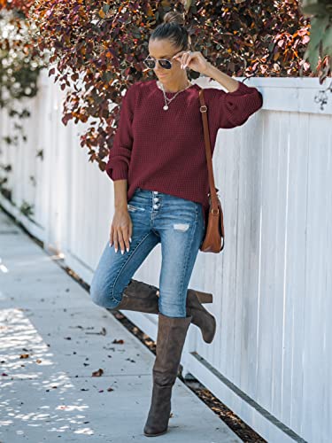 Image of MEROKEETY Women's Fall Long Sleeve Waffle Knit Oversized Sweater