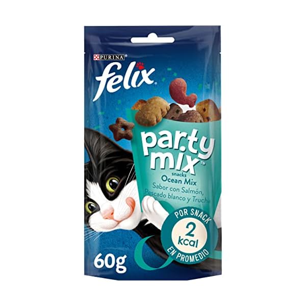 Purina Felix Party Mix Ocean Snacks für Katzen, 8 x 60 g