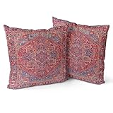 Snylcce Boho Ensemble de Housses de Coussin 2 pièces Coral Antique & Vintage Design, Moti...