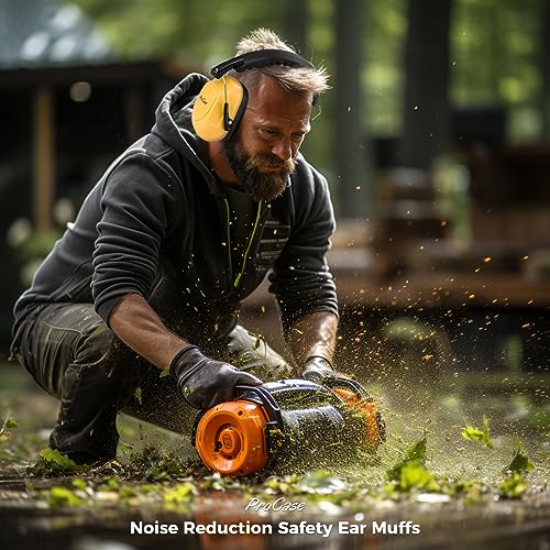 Image of ProCase Noise Reduction Ear Muffs, Sound Proof Ear Protection, NRR 28dB Noise Cancelling Headphones for Adults Kids Autism, Hearing Protection for Shooting Gun Range Mowing -Yellow