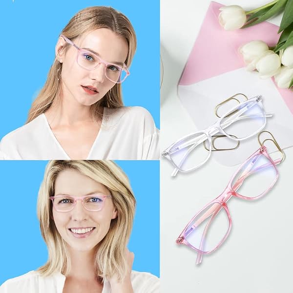 BONCAMOR 2 Pack Progressive Multifocus Reading Glasses Men and Women Computer Blue Light Blocking Anti Eyestrain Readers(Pink Clear, 2.0) by BONCAMOR - Image 7